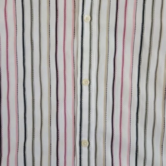 Calvin Klein Shirt Men's XXL Striped Textured Long Sleeve Y2K Boho Modern Fit - Picture 4 of 14